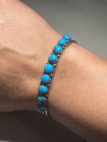 Vintage Native American Turquoise and silver cuff bracelet