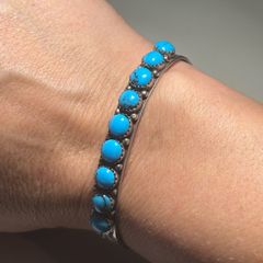 Vintage Native American Turquoise and silver cuff bracelet