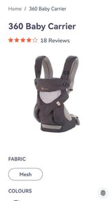 Ergobaby 360 Four Position Baby Carrier Grey