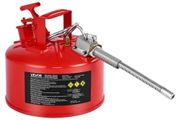 Safety Gas Can, 9.5 L Type II Red Safety Can for Gasoline with Stainless Steel Flame Arrester, Self-Closing Lid, and Flexible Metal Spout, Carbon Steel Flammable