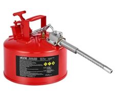 Safety Gas Can, 9.5 L Type II Red Safety Can for Gasoline with Stainless Steel Flame Arrester, Self-Closing Lid, and Flexible Metal Spout, Carbon Steel Flammable