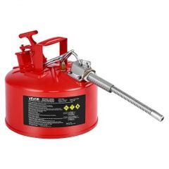 Safety Gas Can, 9.5 L Type II Red Safety Can for Gasoline with Stainless Steel Flame Arrester, Self-Closing Lid, and Flexible Metal Spout, Carbon Steel Flammable