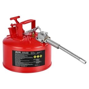 Safety Gas Can, 9.5 L Type II Red Safety Can for Gasoline with Stainless Steel Flame Arrester, Self-Closing Lid, and Flexible Metal Spout, Carbon Steel Flammable