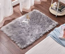 MULTIPLE SIZES/COLOURS AVAILABLE Sheepskin Rug Rectangular Fleece Fluffy Area Rugs Anti-Skid Yoga Carpet for Living Room Bedroom Sofa Floor Rugs (GREY, 23.6 x 35.4 inch) MULTIPLE SIZES/COLOURS AVAILABLE