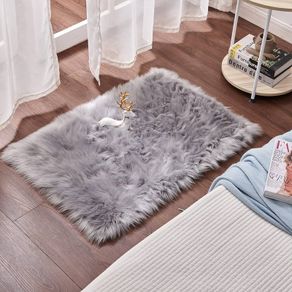 MULTIPLE SIZES/COLOURS AVAILABLE Sheepskin Rug Rectangular Fleece Fluffy Area Rugs Anti-Skid Yoga Carpet for Living Room Bedroom Sofa Floor Rugs (GREY, 23.6 x 35.4 inch) MULTIPLE SIZES/COLOURS AVAILABLE