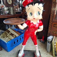 Vintage Large Betty Boop Roller Skate Server Statue with Tray in nice condition for age, Measurements are in the photos, A Beautiful display for Restaurants Pubs and Home,