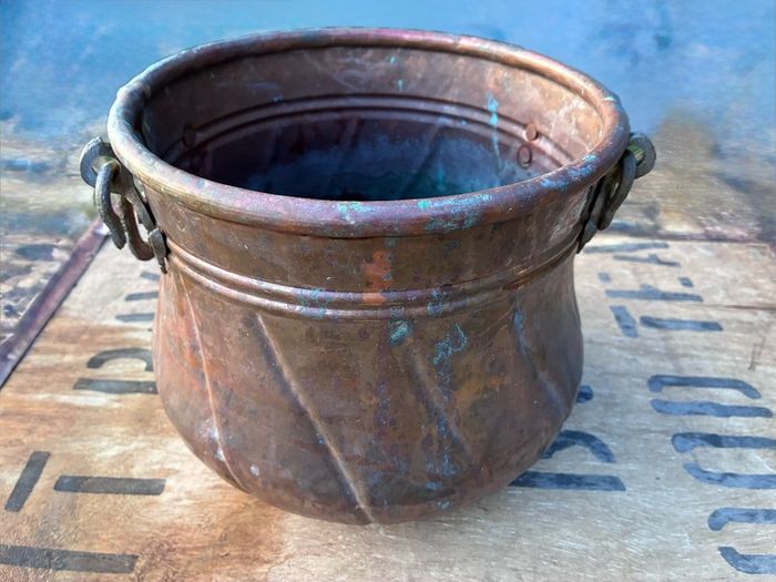 Antique hand made copper planter