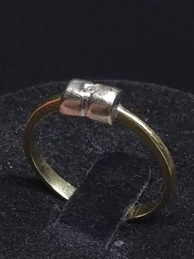 Vintage 18ct Gold Modernist Diamond Ring Two Tone Size 54.5