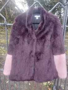 Burgundy faux fur coat (free post)