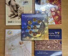 2002 - 2004 Euro coin set from France, 2x Belgium, Italy, Portugal