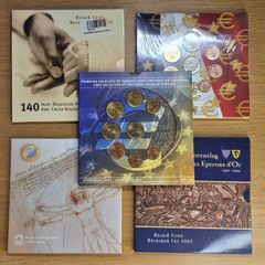 2002 - 2004 Euro coin set from France, 2x Belgium, Italy, Portugal