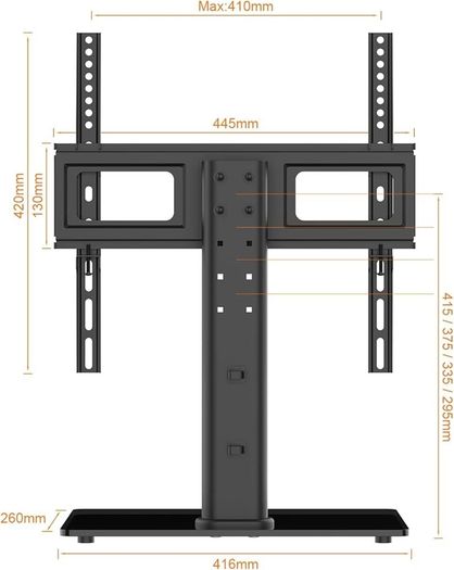 NEW SALE | Universal Table Top Pedestal TV Stand for 26"-55" LCD LED TVs, Height Adjustable TV Base Stand with Tempered Glass Base, Cable Management, Holds 45 KG & Max. VESA 400x400mm