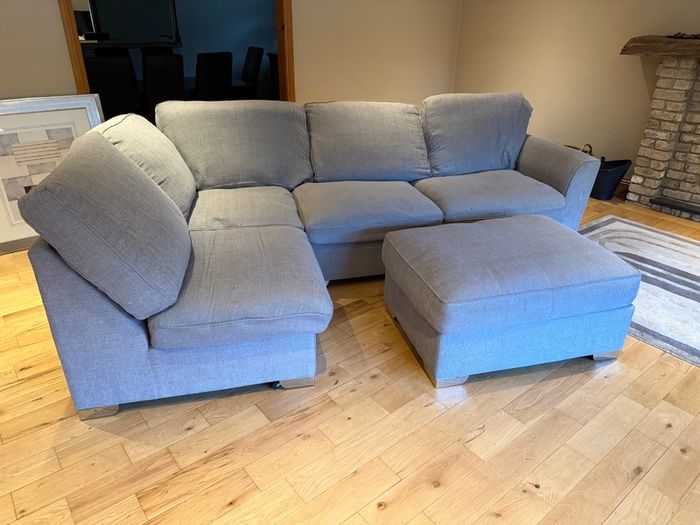 FREE Large Grey Corner Sofa with Matching Footstool