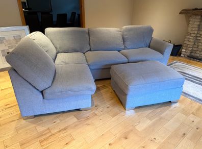 FREE Large Grey Corner Sofa with Matching Footstool