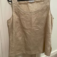 Gerry Weber beige/sand scoop neck linen top size 10