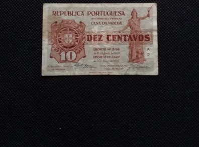 Portugal : 10 Centavos Banknote - 1917 - 1925