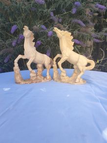 2x signed polystone large horses