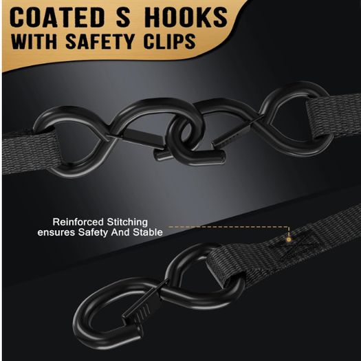 4 Pce Retractable Ratchet Straps Tie Downs 2.5CM x 3M 800kg Break Strength