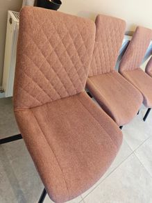Set of 4 modern dining chairs - dusty-rose fabric with black legs