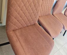 Set of 4 modern dining chairs - dusty-rose fabric with black legs