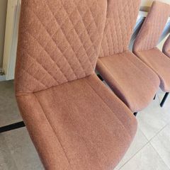 Set of 4 modern dining chairs - dusty-rose fabric with black legs