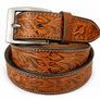 Unisex Genuine Leather Belt Vintage Embossed Design with Antique Buckle Casual & Formal Waist Belt Image 5