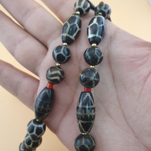 Rare Antique Burmese Pumtek Pyu Petrified Wood Beads Necklace