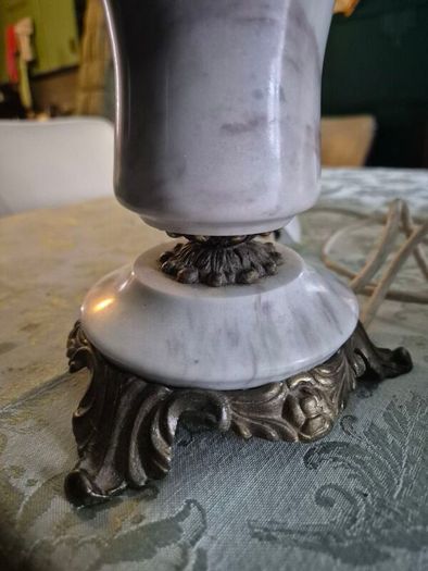 Mid Century Vintage Retro Marble gold ornate metal lamp base
