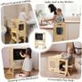 Learning Tower for Children, Foldable Montessori Learning Tower, 3 in 1 Learning Stool with Blackboard, Montessori Kitchen Helper Learning Tower from 18 Months (Wood) Image 8