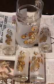 Vintage jug and four glasses