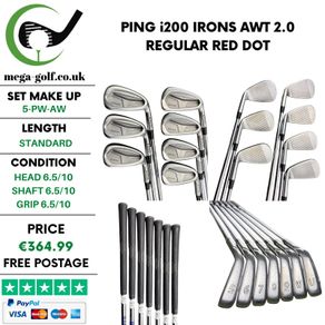 Ping i200 Irons / 5-Pw-Aw / AWT 2.0 Regular / Red Dot