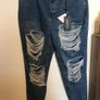 Pretty Little Thing Plus Mid Wash Extreme Ripped Turn Up Mom Jeans size 18 New with tags Image 2