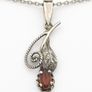 Vintage Sterling Silver Carnelian Flower Necklace Image 3
