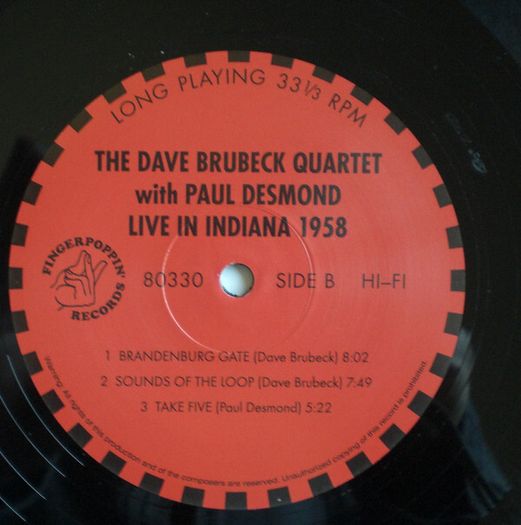 Dave Brubeck Quartet with Paul Desmond "Live In Indiana 1958"