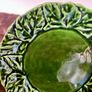 Green Majolica Raised Cabbage Leaf Rim Individual Plate Olfaire Portugal Image 4