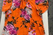 Flowery orange blouse from warehouse