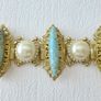1950's Vintage Victorian Revival Turquoise Pearl Bracelet Image 3