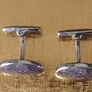 Duchamp London silver tone cufflinks with enamelled lavender & blue flowers pattern Image 3