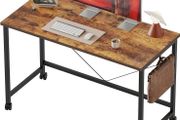 100 cm Computer Desk With Wheels, Gaming Desk for Small Spaces, Modern Simple Style Desk for Home Office, Study Student Writing Desk,Brown