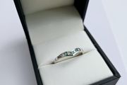 Brand New 9ct White Gold Emerald &amp; Diamond Wishbone Ring