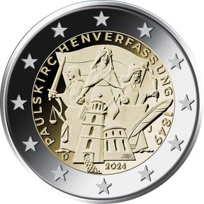 Germany 2 Euro Commemorative Coin 2024 - 175th Anniversary the St. Paul's Church Constitution . All 5 mints available (ADFGJ). Uncirculated.