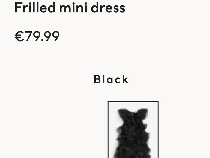 Black Frilled mini dress  size M, from H&M
