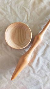 Wood Turned by Hand Supported Goddess Phang Reclaimed Irish Wood Fiber Craft Spindle with Spinning Handmade Craft Wood Bowl Made in Ireland