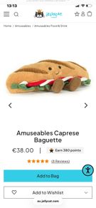 New JELLYCAT Amuseables Caprese Baguette