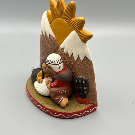 Vintage Nativity Scene Peruvian Folk Art - Terracotta - Excellent Condition