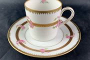 Antique Pink Rose Garland Demitasse Cup and Saucer