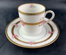 Antique Pink Rose Garland Demitasse Cup and Saucer