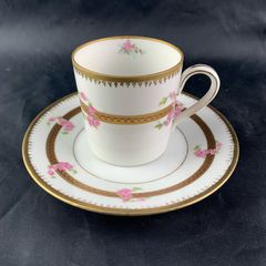 Antique Pink Rose Garland Demitasse Cup and Saucer