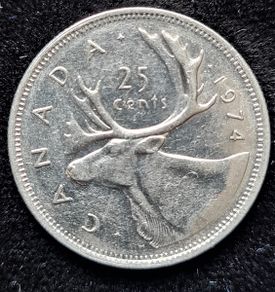1974  Canada , 25 Cents coin