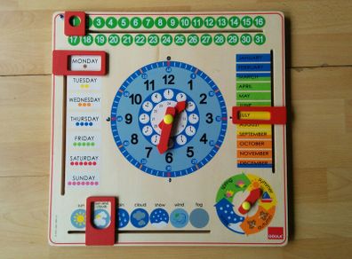 Clock + calendar wooden board